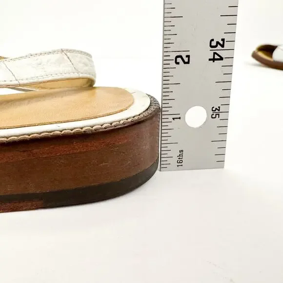 Studio Belvedere‎ White Eel Leather Slingback Sandals 9 Western Hand Made Unique - Picture 11 of 15